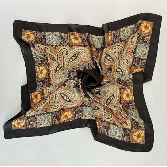 Bohemian Black Silky Scarf 